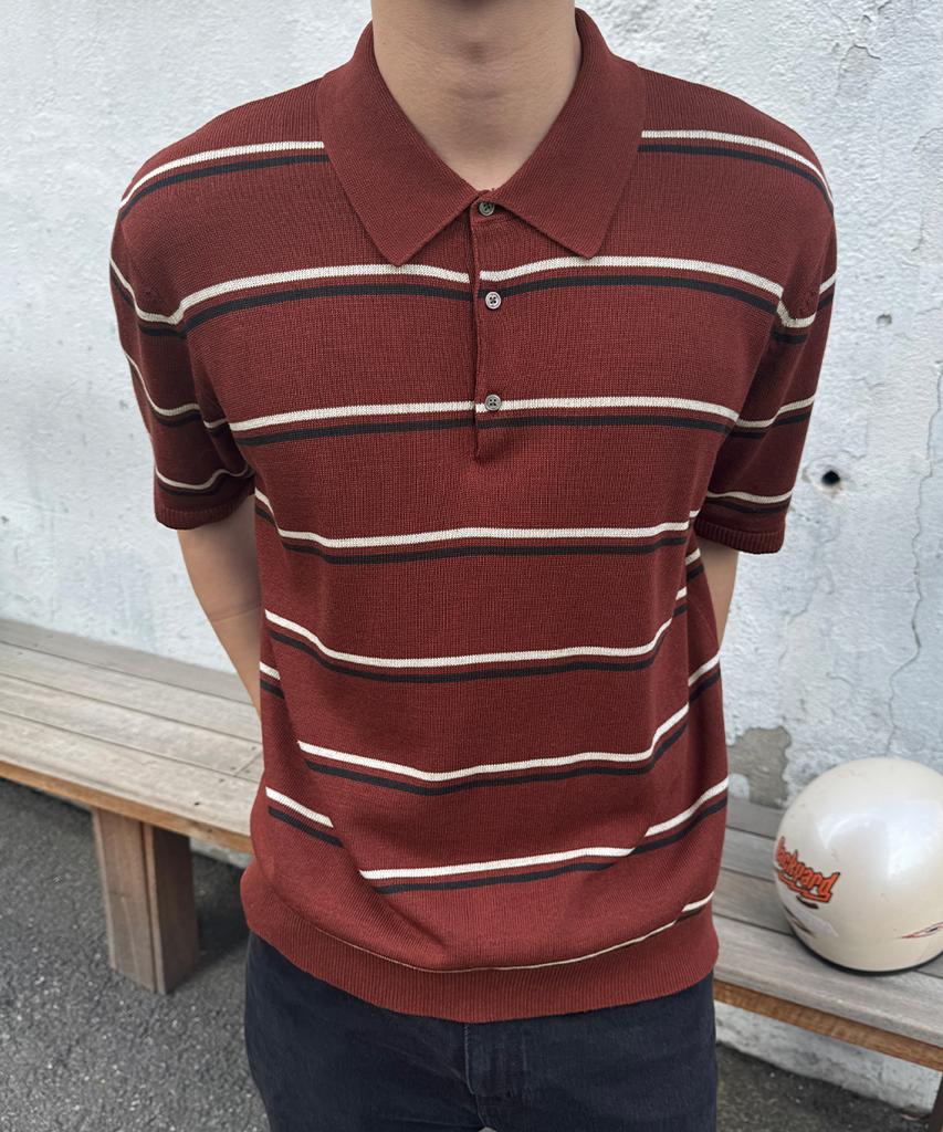 INTEMPOMOOD Air Stripe Collar Knit: 2 Colors