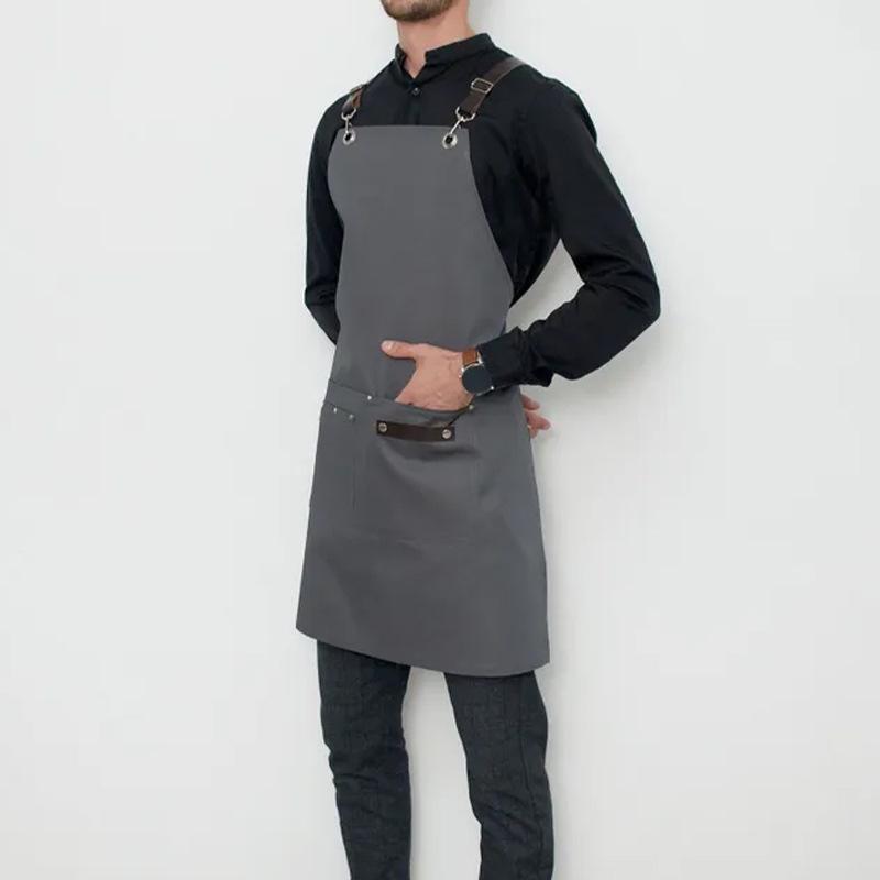 Custom Logo Waterproof Thick Canvas Apron for Kitchen, Catering, and Gardening