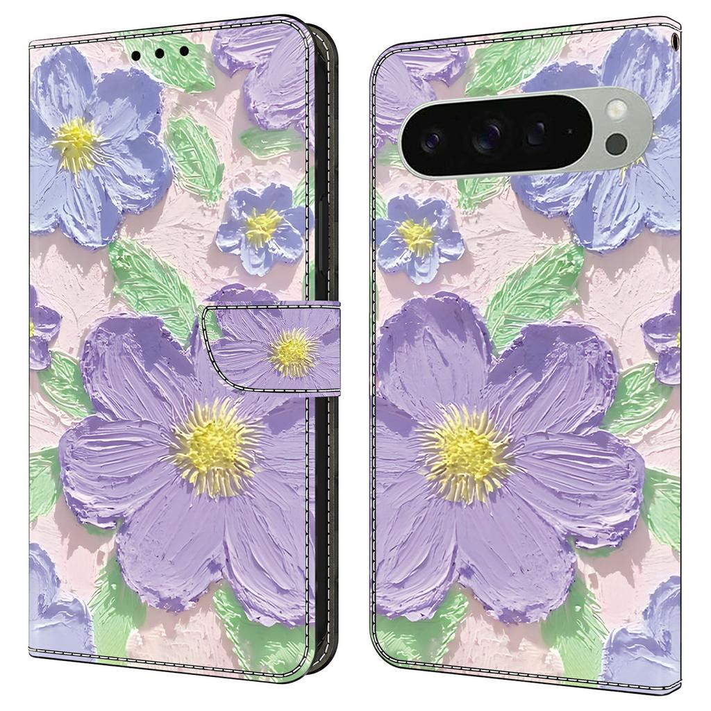 For Google Pixel 9 Pro XL Case Pattern Printing Anti-Drop Leather Flip Wallet Phone Cover