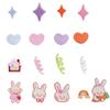 17 Pcs Heart Repair Patches Iron On Embroidered Patches Cartoon Rabbits Sew On Decorative Appliques for Clothes Hat