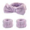 Soft Bow Face Wash Wristband Headband Set Skincare Hair Band Wrist Cuffs for Makeup Shower Teen Girls