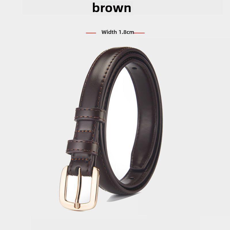 Versatile Thin Leather Belt for Women: Retro Korean Style for Jeans, Trousers and Dresses
