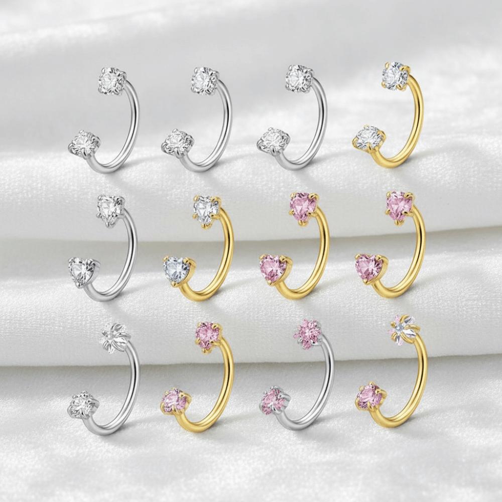 2 PCS Elegant Nose Ring Stainless Steel Daith Piercing Jewelry Cartilage Helix Earrings  Daily