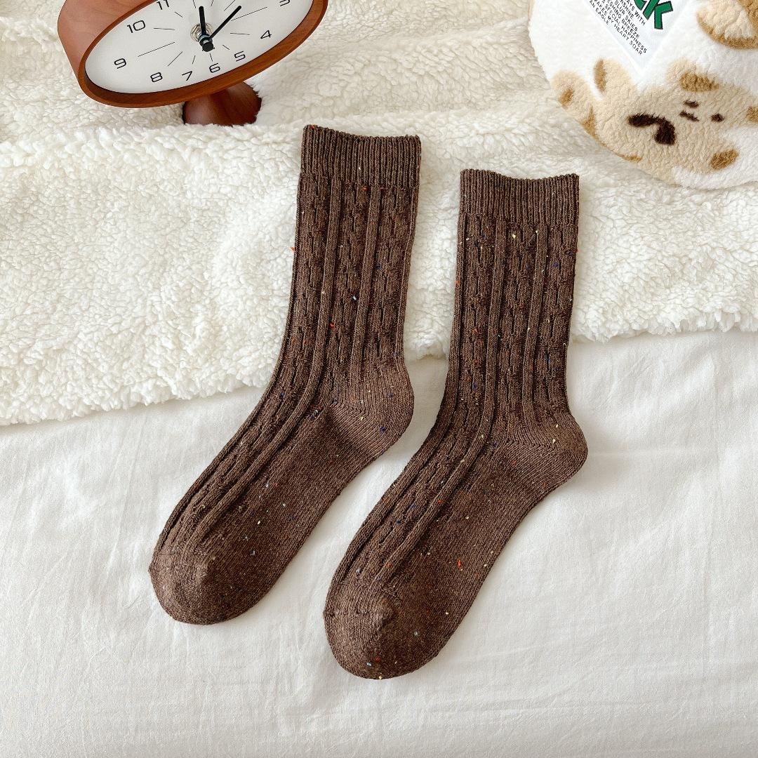 

Утолщенные толстые шерстяные носки Детские идеи Пряжа Twist Trend Универсальные женские носки среднего размера Сложенные носки One Size темно-коричневого