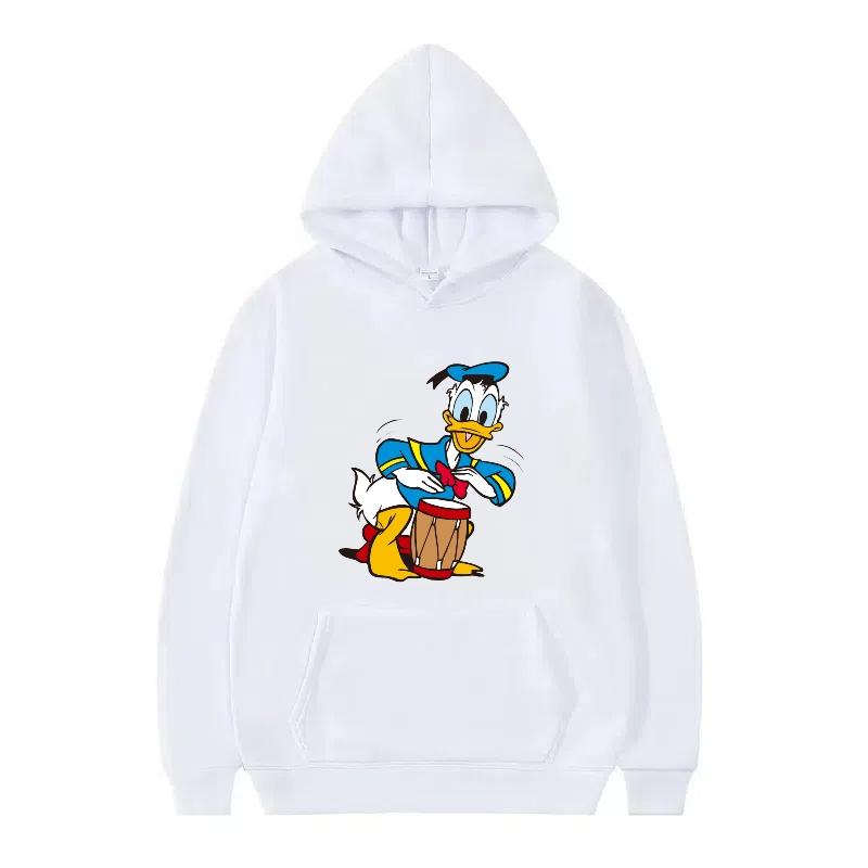 Disney Donald Duck Muster Damen Fleece Sportlich Locker Grau Herbst Oberteile Kleidung Pullover Damen Günstig Y2k Hoodies Herren Sweatshirts