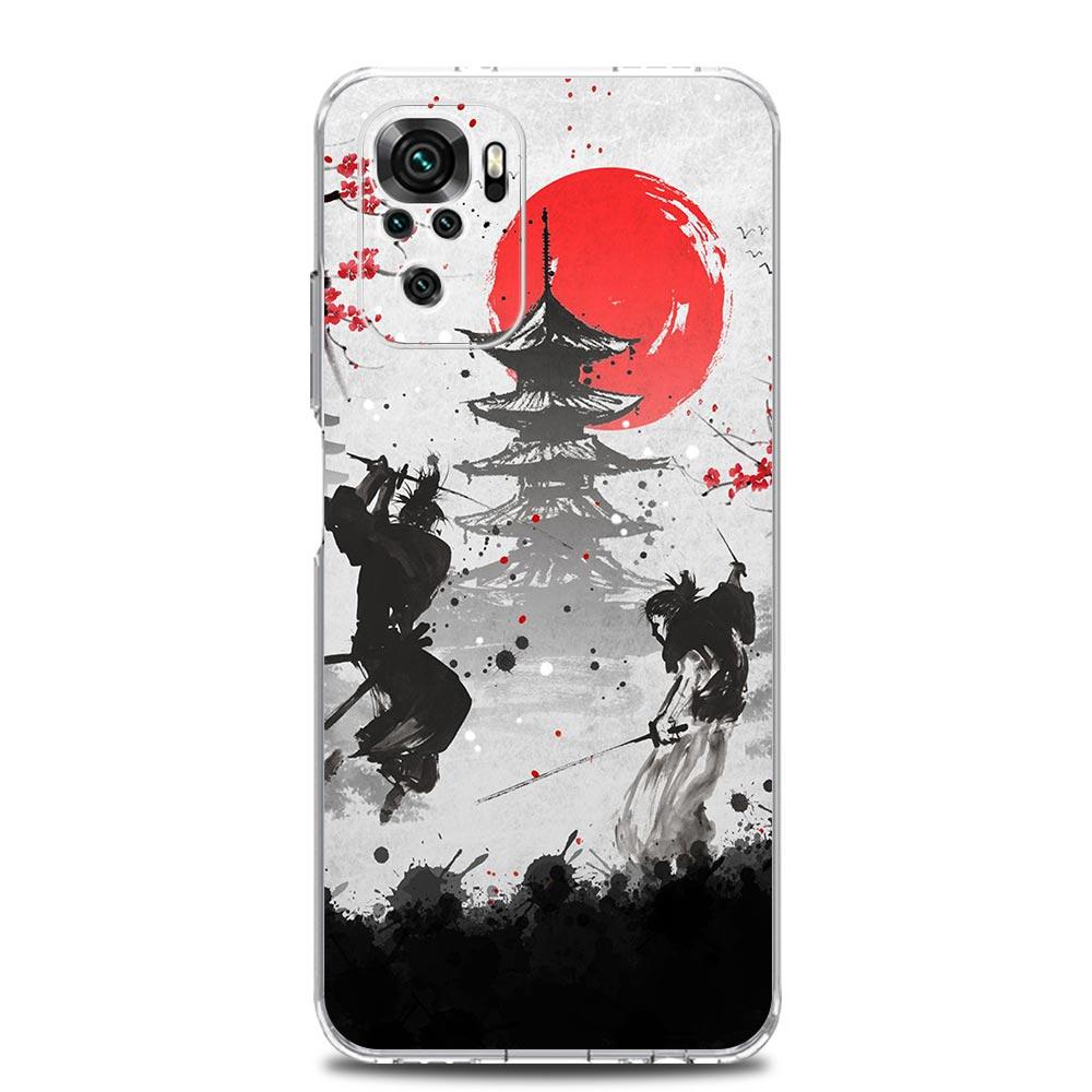 Japanese Bushido Samurai Clear Phone Case For Xiaomi Redmi Note 12 5G 9S 9 8 10 11 Pro+ 9T 8T 10C 9C 9A 7 Pro Soft Back Cover