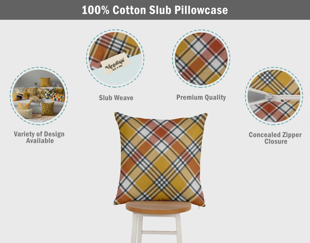 Vargottam Luxury, Printed Mustard Yellow Cushion  Covers,  Decorative Pillow  Covers,  Square  Throw Pillowcase
