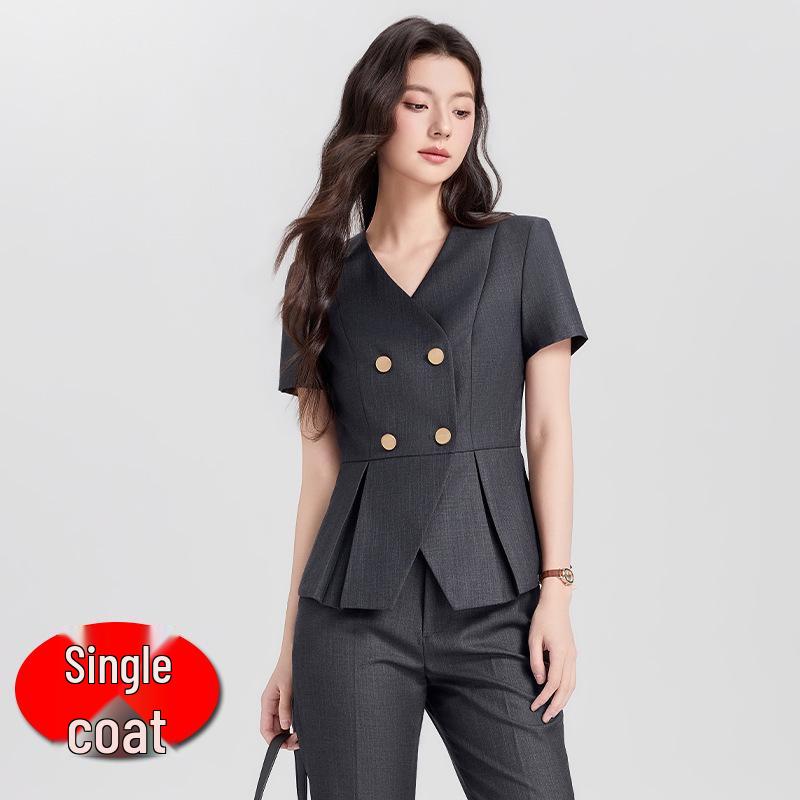 

Women s Summer 2026 Short-Sleeve Suit Set Professional Workwear for Receptionists and Beauty Salon Staff XXL