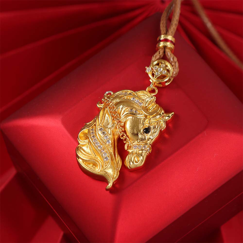 Strass Reichtum Fohlen Halskette Luxus Goldenes Pferd Anhänger Halskette Sternzeichen Pferd Halskette Damen