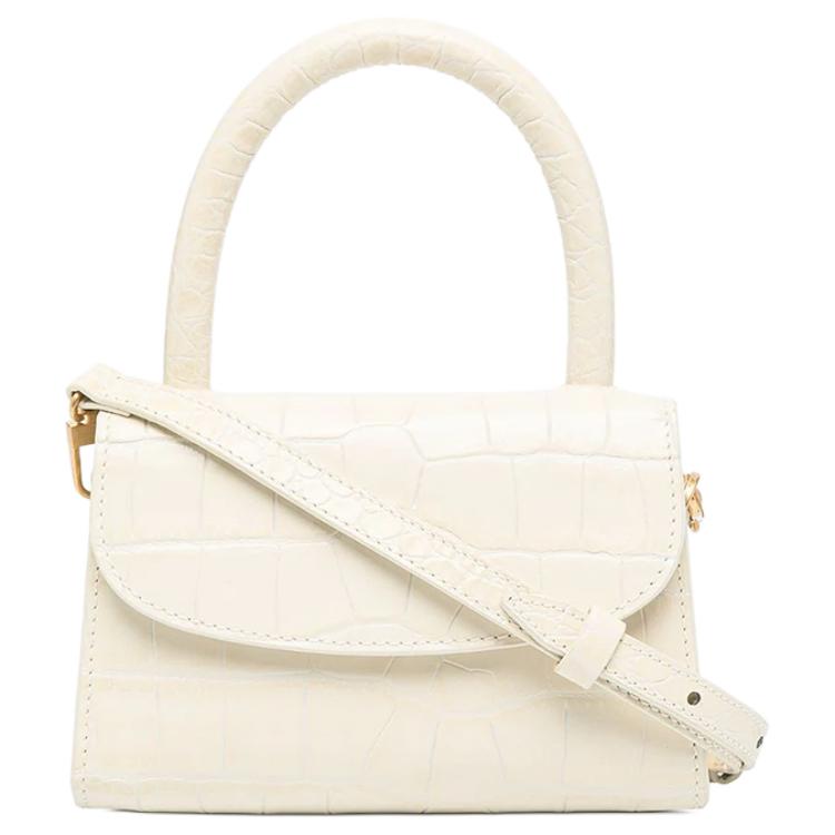 

New By Far Croco Cow Leather Small Square Bag, Portable Crossbody Bag, Shoulder Bag Mini Women s Cream White 19PFMINACEDSMA 16.0*7.1*10.9CM