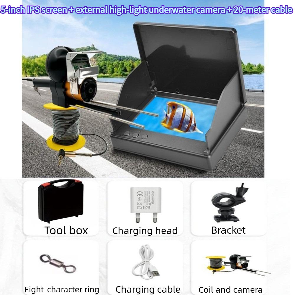 Underwater Camera Fish Finder 4.3/5 Inch External LEDs Murky Water, 220° Wide View Fishing Camera, 8IR Night Vision IP68