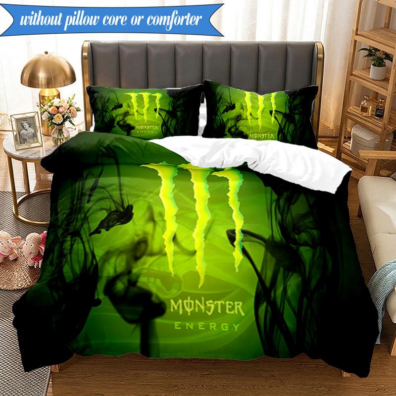 3PCS Energy Drink Printed Bedding Set For Bedroom dormitory, Includes 1 Duvet Cover & 2 Pillowcases for All Seasons Home Decor Fan gifts