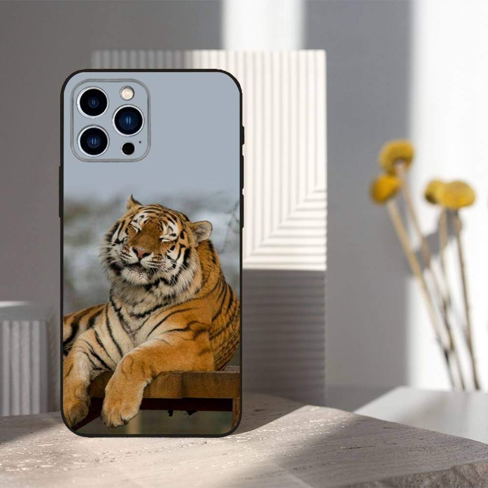 

Крутой чехол с животным тигром для iPhone 11,12,15,14,13,16,17,Plus,Pro Max,XS,X,XR,SE,Mini,8,7,Мягкий силикон, Черный iPhone16