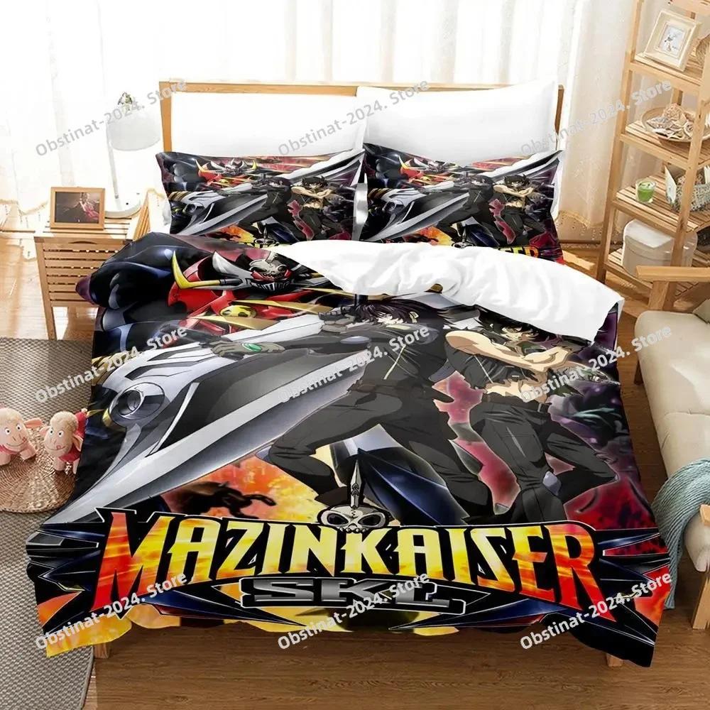 Mazinger Z Bedding Set Printed With Pillowcase Bed Duvet Cover Soft Single Double Queen Super King Size Aldult Kid Bedroom