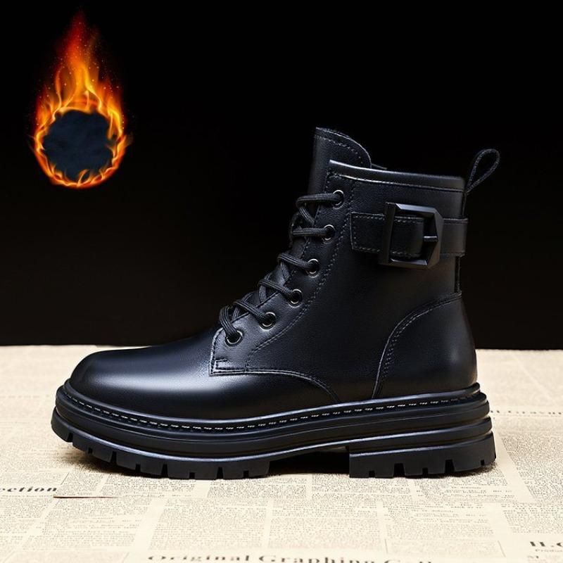 

Мартинсы на толстой подошве с увеличением высоты, универсальные полусапоги, женские осенне-зимние новые модные кожаные ботинки 40