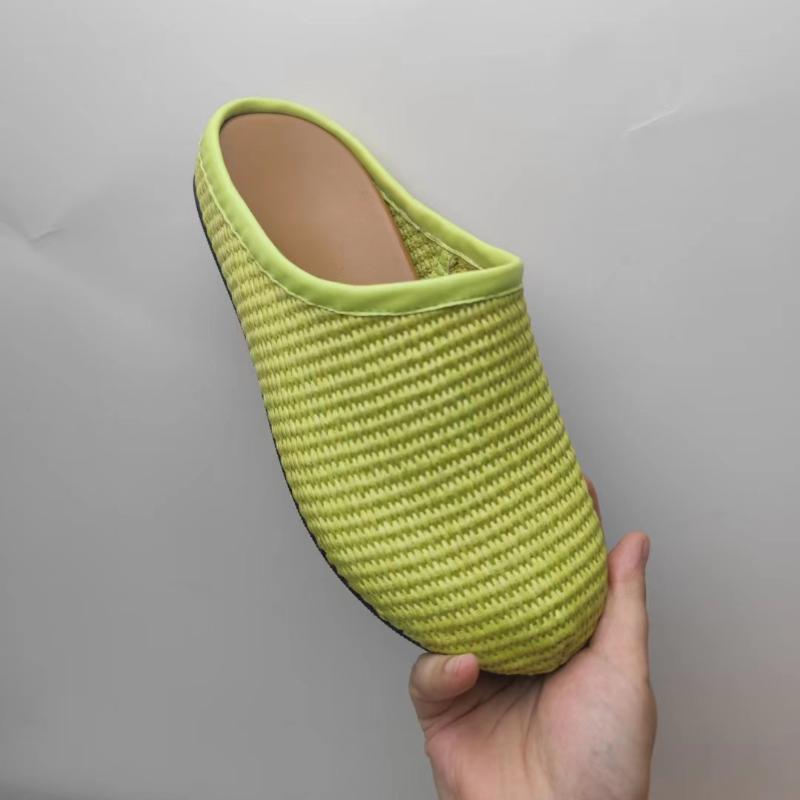 Fashion Spring/Summer Retro Big Round Headed Woven Flat Slippers European American Fashion Sizes 35-45 Outdoor Low Heel Half Slippers