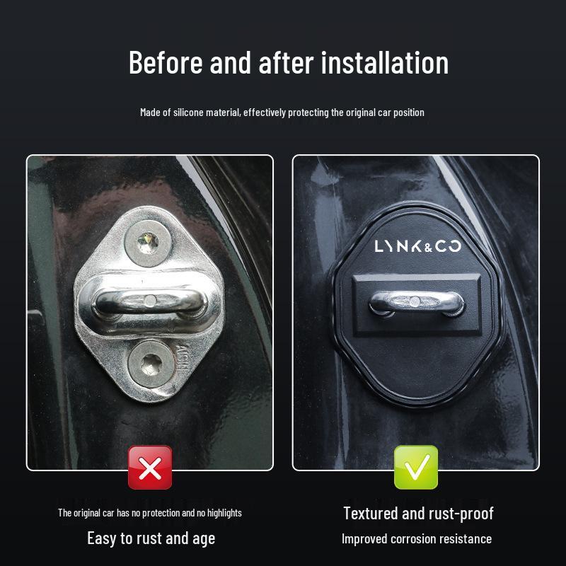 Compatible Shock-Absorbing Car Door Lock Cover for Lynk & Co 01-08, EM-P09 - Protective Sleeve Buffer Pad.