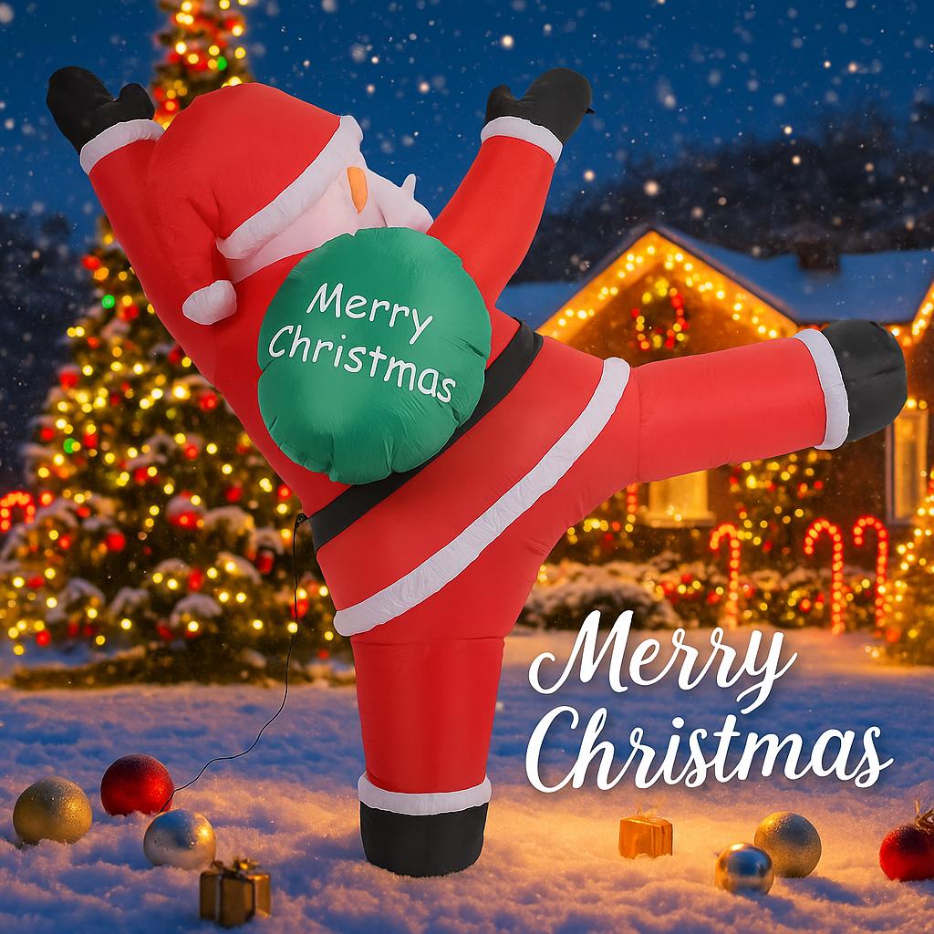 6.23FT With LED Light Xmas Inflatable Santa Claus Climbs Wall Toy Home Decor Ornament Yard Party Supplies Christmas Holiday Gift