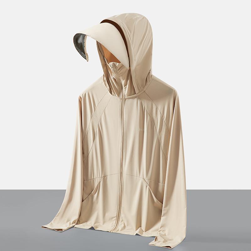 Couple s UPF50+ Sun Protection Jacket Ice Cooling UV Protection Breathable Fishing Sun Hoodie with Detachable Brim for Men L кофейный