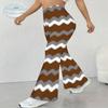 Women's Casual High Waist Flare Pants, Geometric Pattern Print Streetwear Bell Bottom Trousers