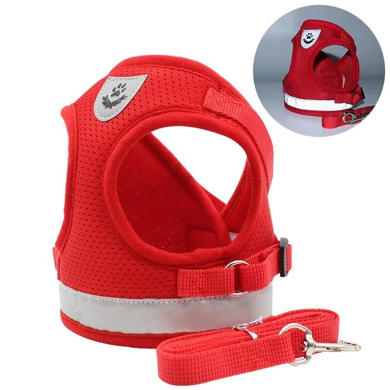 Reflective Breathable Mesh Vest Harness Set Adjustable Detachable Collar Chest Leash Traction Rope Pet Shop All for Dogs Chats
