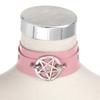 Goth Pentagramm Halskette Stern Choker Kragen Schwarz PU Leder Gothic Accessoires Frau Hexe Cosplay Schmuck
