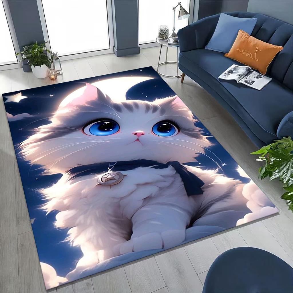 Neuer Niedlicher Katze Kätzchen Miau Cartoon Teppich für Schlafzimmer Wohnzimmer Sofa Zuhause Fußmatte Dekor, Große Kinder Spiel Anti-Rutsch Bodenmatte