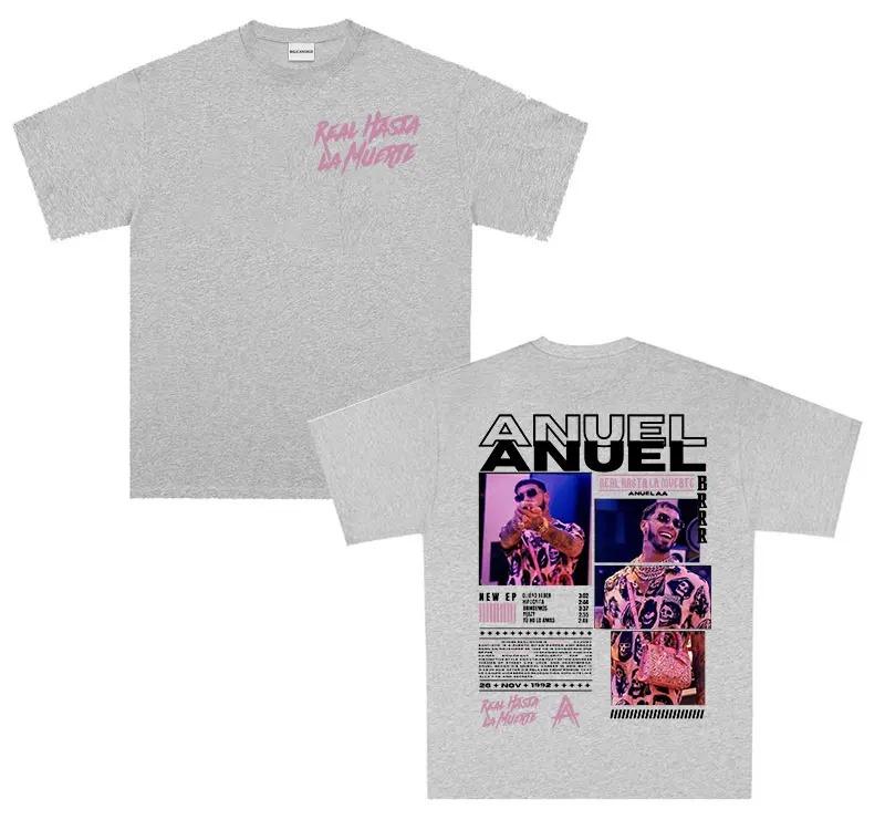 Rapper ANUEL AA Real Hastala Muerte Tour T Shirt Men Women Retro Oversized Yk Streetwear Fashion Cotton Short Sleeve Tshirt