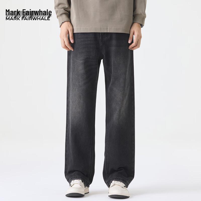 Mark Fairwhale Men's American Retro Loose Straight Washed Denim Jeans