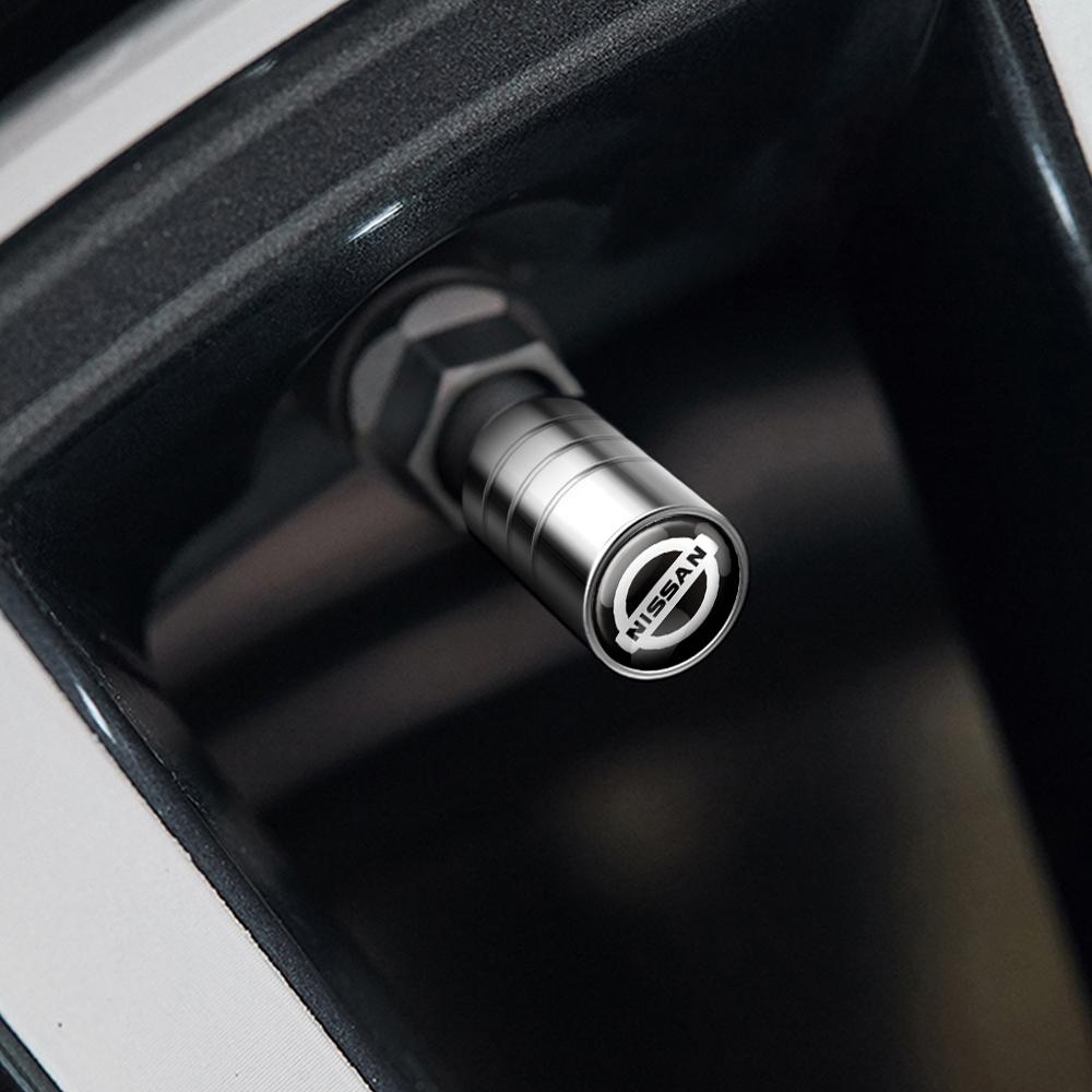 ACB2  4pcs Metal Car Wheel Tire Valve Caps Stem Case Covers Accessories For Nissan Nismo Almera Qashqai Altima Note Maxima Tiida J32