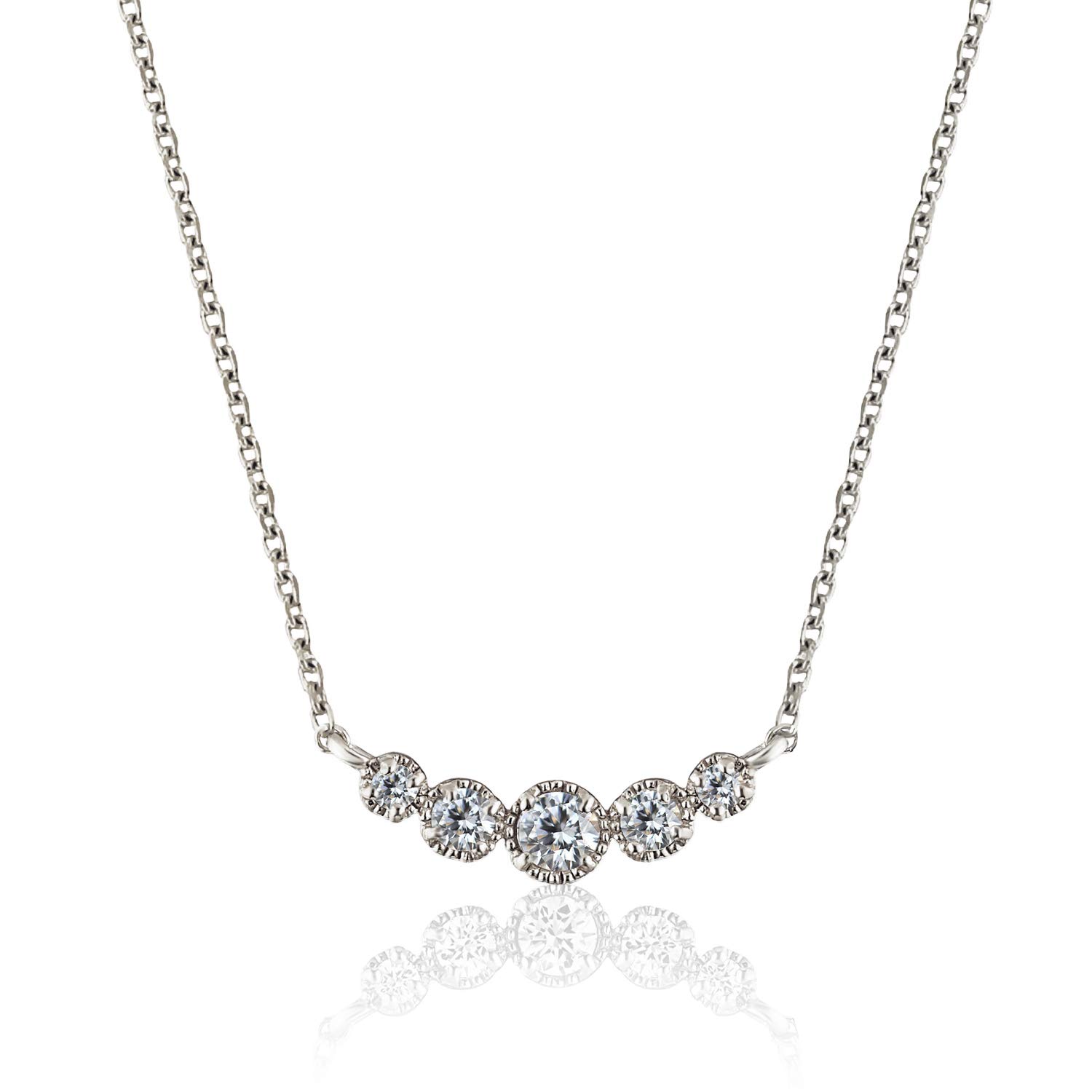 

miwahouseki K18 White Gold Diamond Classical Necklace [Miwahouseki] 0.12ct