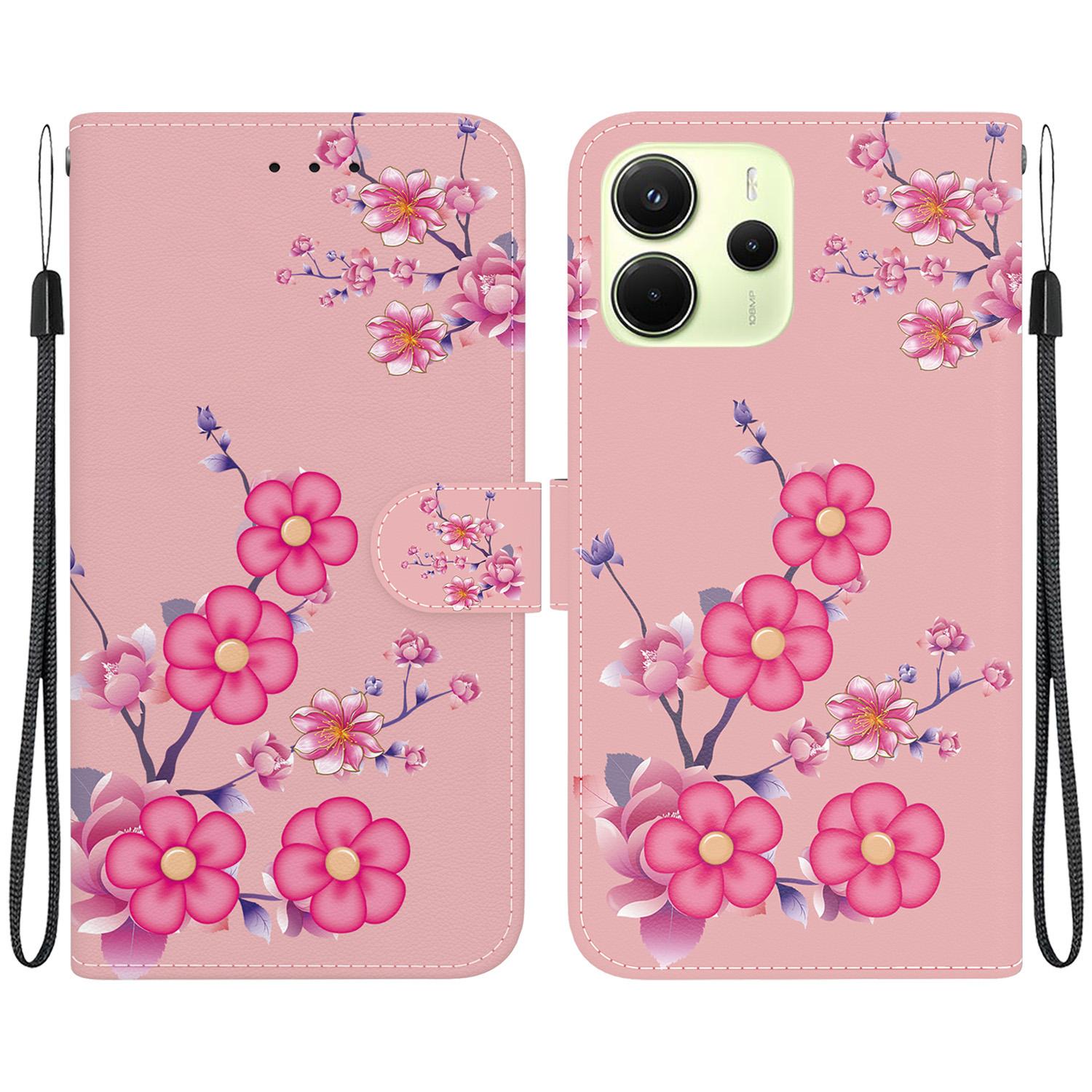 

Для Xiaomi Redmi Note 14 4G (163,25 мм) Кошелек Чехол для телефона Противоударный Кожаный Чехол-книжка С принтом Sakura