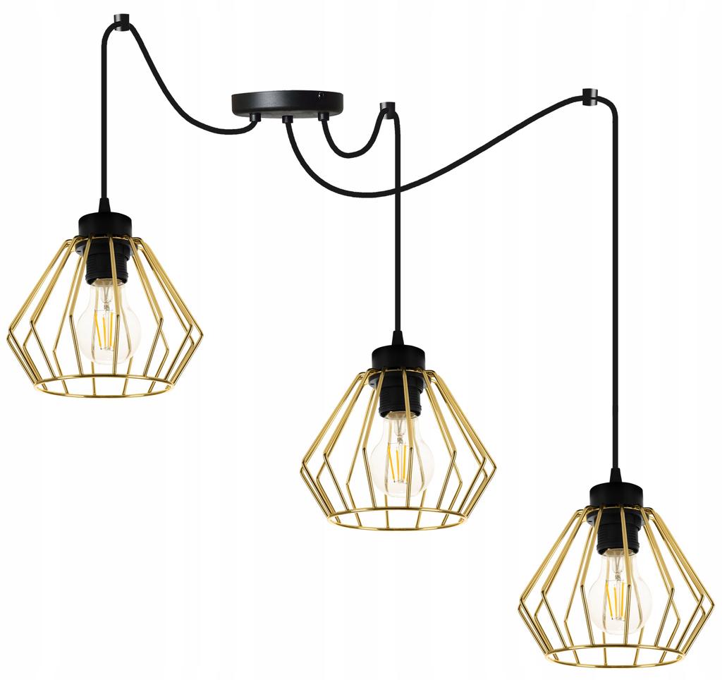 Golden Spider Ceiling Hanging Lamp, Wire Plafon