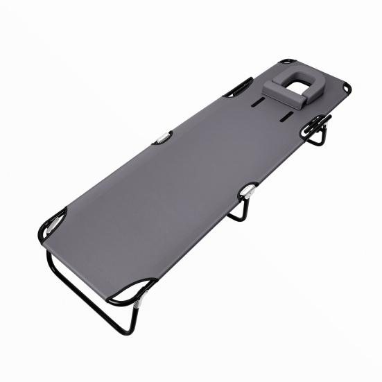 Foldable Camping Cot for Adults, Reclining Lounge Chair with Face Hole, 4 Height Adjustable, Removable Pillow