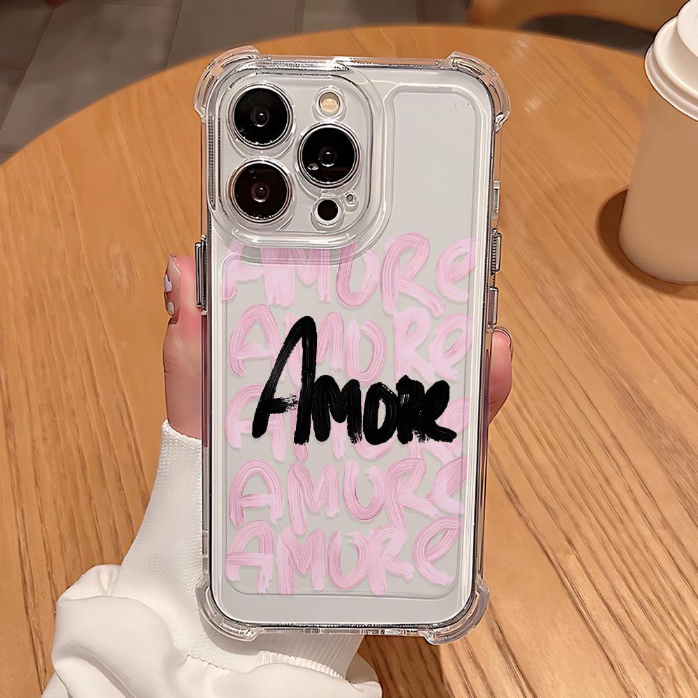 

Amore-love Italian Romantic Aesthetics Phone Case For iPhone 16e 16 15 14 13 12 11 Mini Pro Max X XR XSMax 7 8 Plus Clear Cover iPhone 16 ProMax