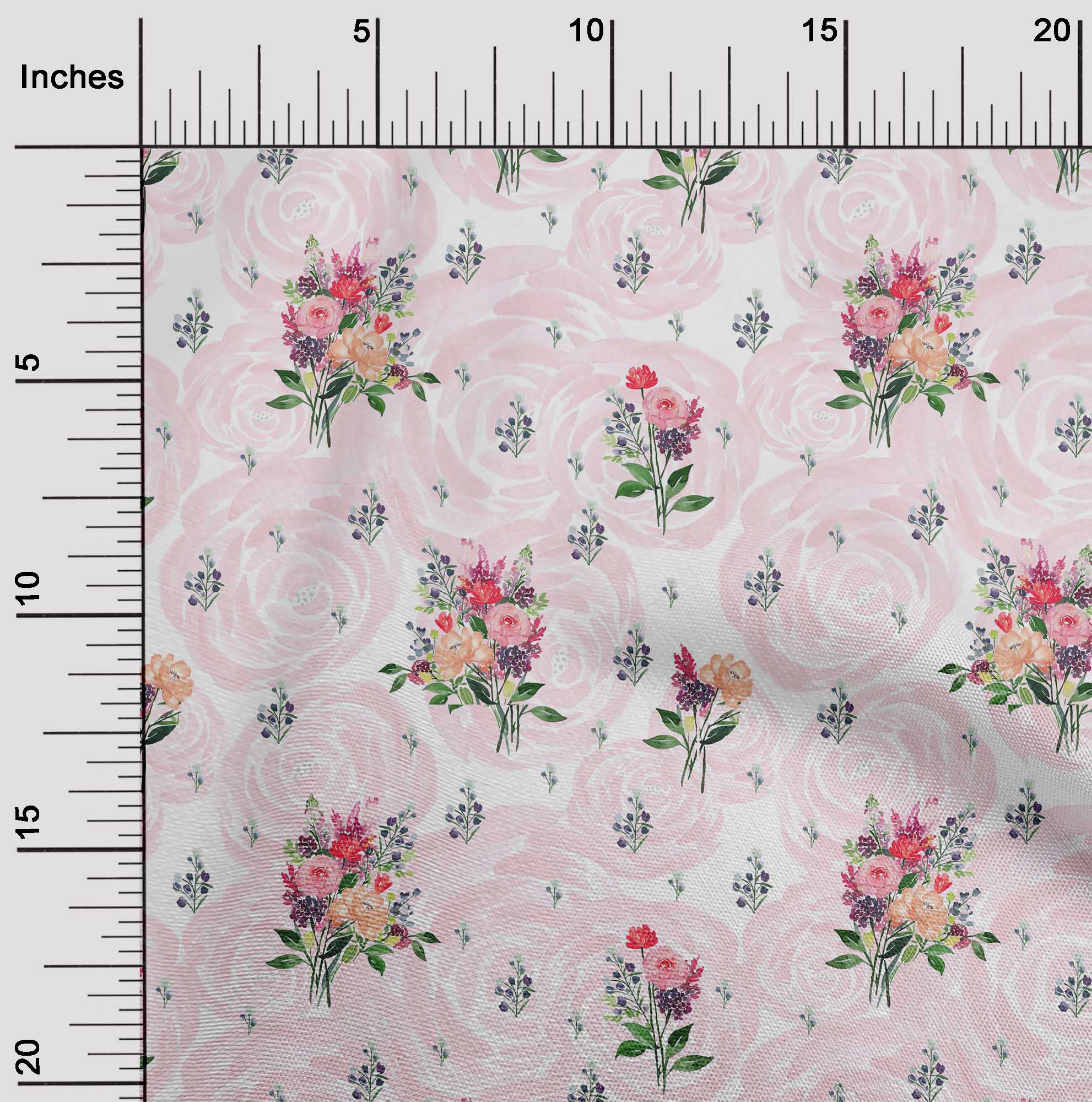 

OneOone Cotton Flex Fabric Watercolor Leaves & Peony Floral Decor Fabric Printed BTY 40 дюймів 42 Inch - Viscose Chiffon помаранчевий