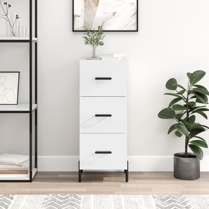 VidaXL Buffet White Glossy 34.5x34x90 Cm Engineered Wood 828614