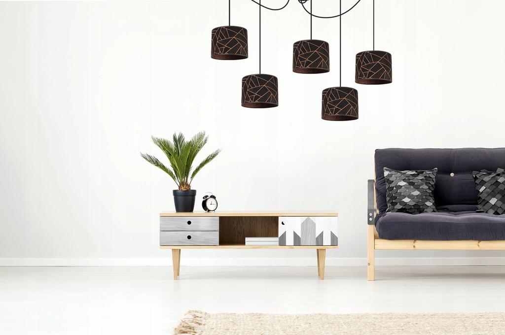 Ceiling Hanging Lamp, Spider Pattern Lampshade, Copper
