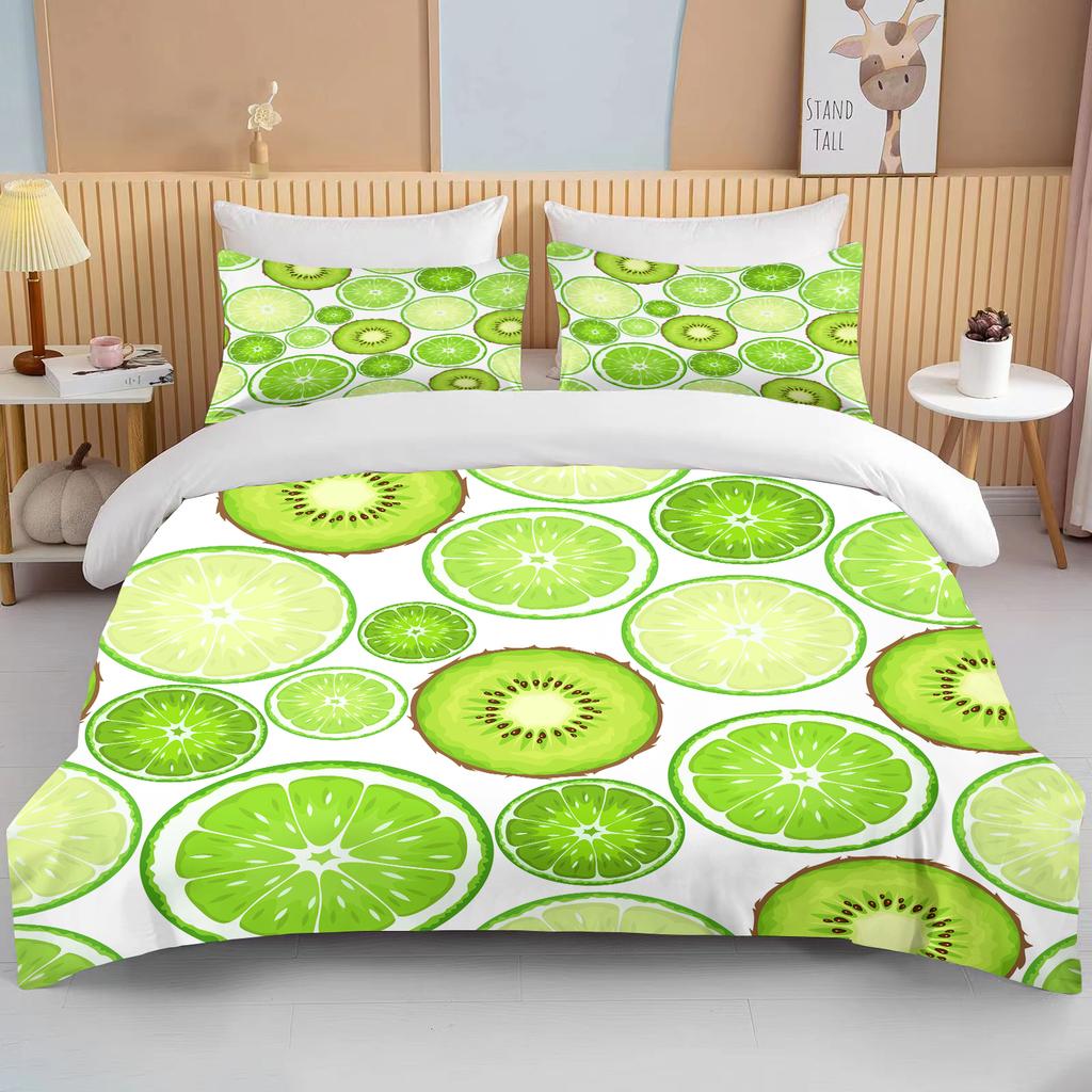 10 Sizes Fruit Pattern Bedding Three Piece Set King Size Double Bedding Set Microfiber Duvet Cover Set  Queen Duvet Cover Set