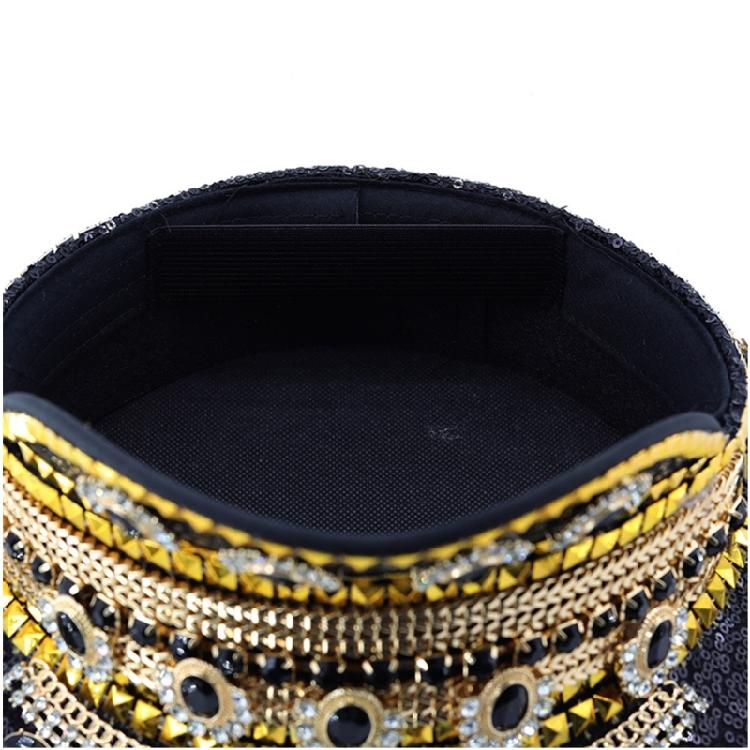 Shimmering Marine Hat with Rivet Studs Rhinestones Decors for Women Girl Roleplay Game and Stage Performances Dressingup