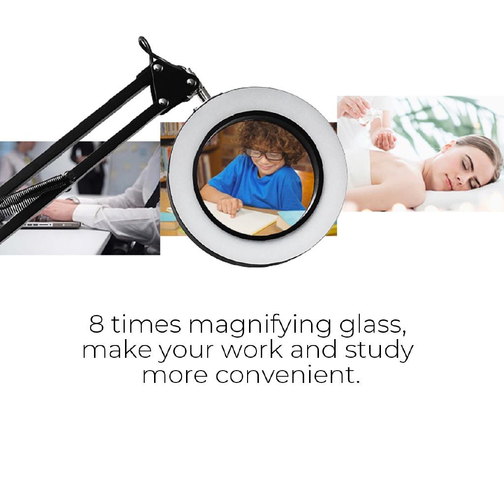 12W USB5X White/Black Folding Magnifier Table Clamp Soldering Third Hand Tool 3 Colors LED Illuminated Lamp Magnifying Glass