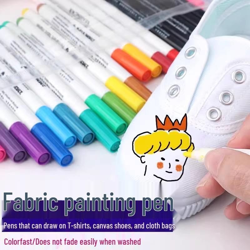Stoffmalstifte & Pinsel für DIY T-Shirt- & Schuhkunst - Nicht verblassende Graffiti- & Spezialmarker