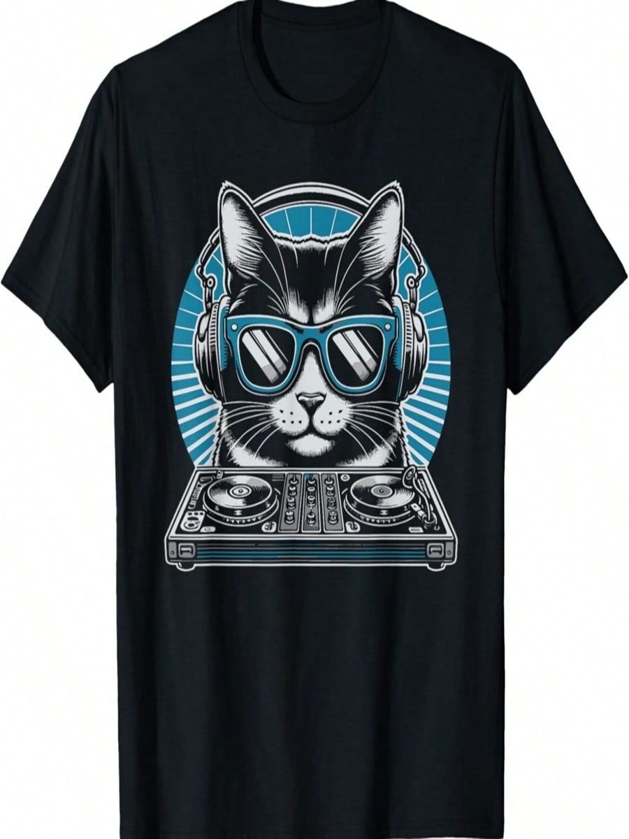 DJ Cat Kitten Funny Cat Lover Cat Memes T-Shirt S