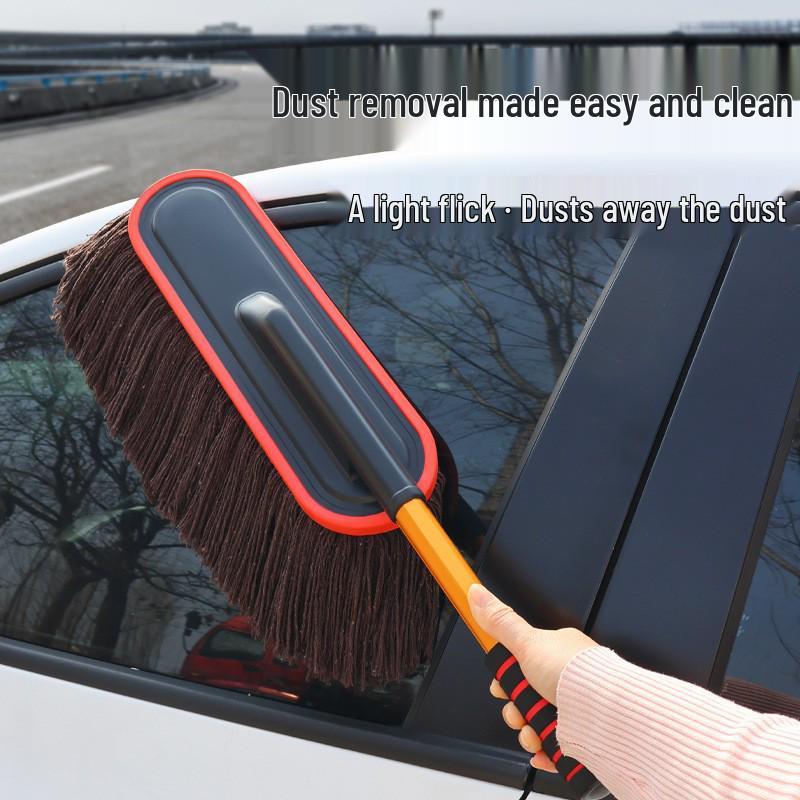 Retractable Car Wax and Wash Mop with Duster Brush