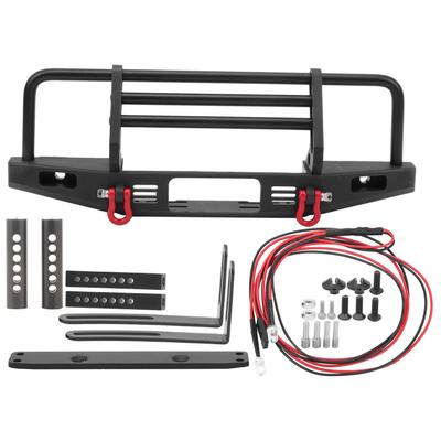 Metalowy Przedni Zderzak z 2 Okrągłymi Światłami LED Pasujący do Samochodu RC TRX4 SCX10 90046 110 Akcesoria