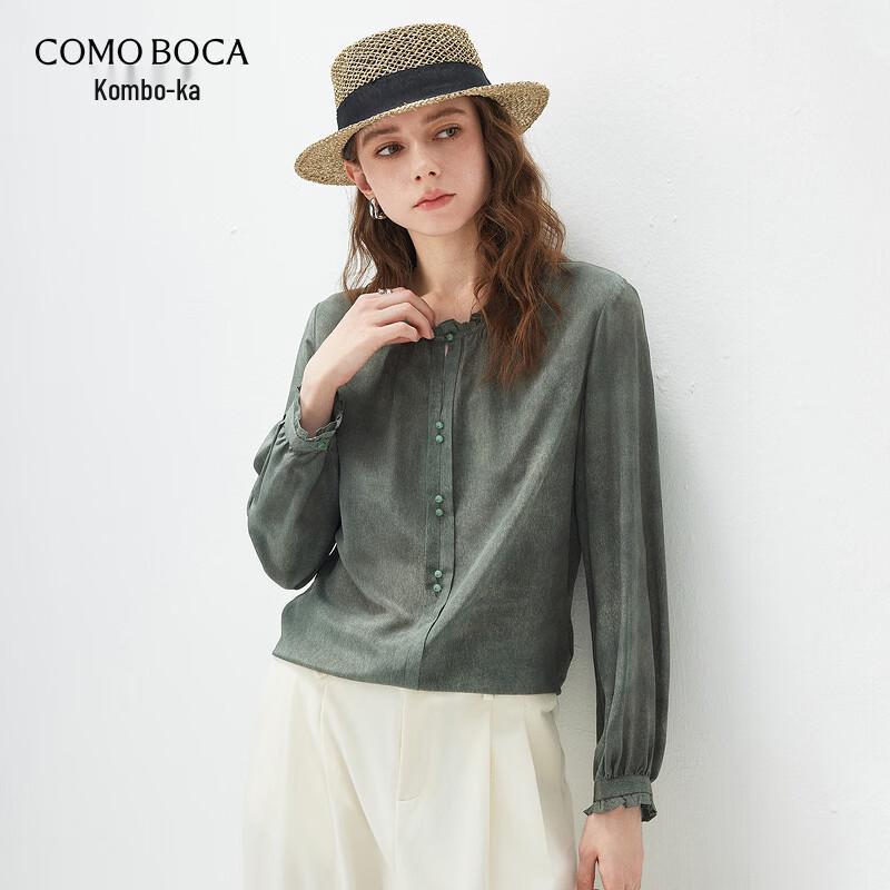 

Kemeng Boka Women s Mulberry Silk Blend Stand Collar Long Sleeve Top 2XL