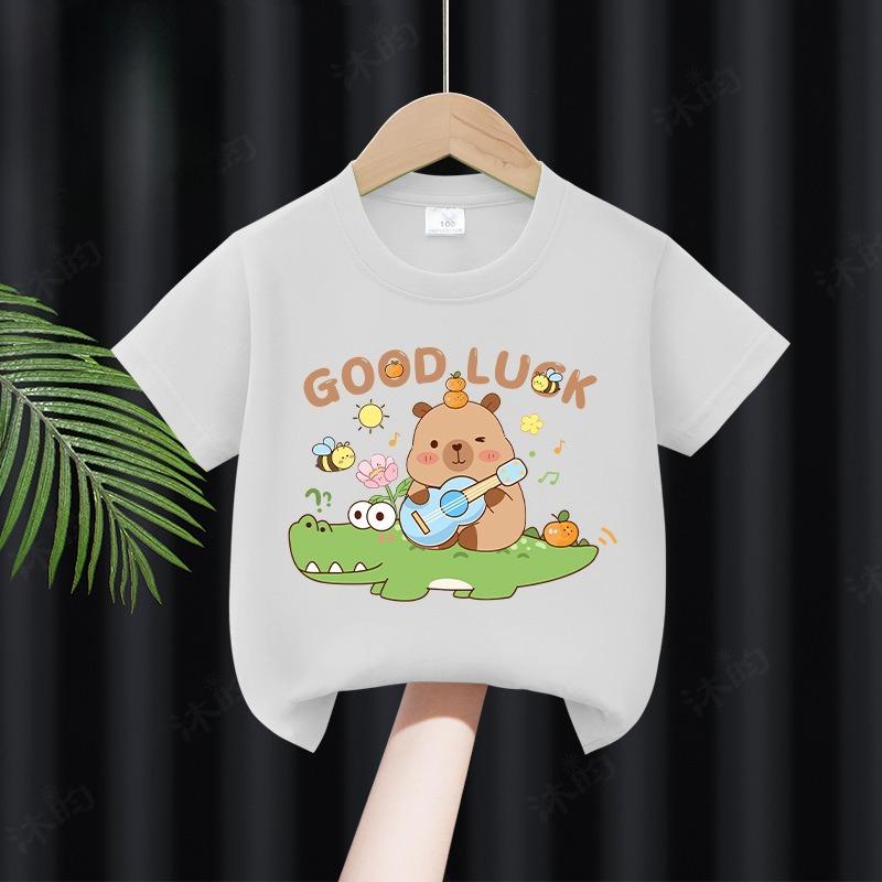 Kids Summer TShirts ShortSleeved Cartoon Print Pure Polyester Fashionable And Stylish Childrens Clothing