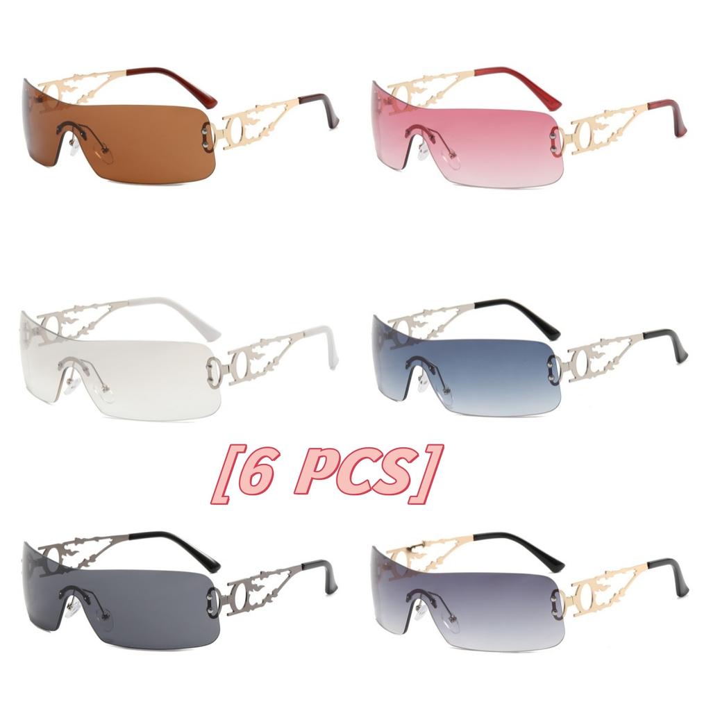 Spice Girls Fashionable Rimless Hollow Out Sunglasses Women Hipster Streetwear Accessories for Daily Wear