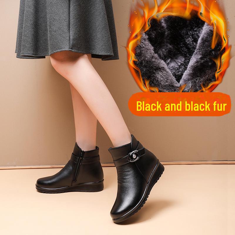 

Женские нескользящие короткие ботинки из хлопкового бархата для людей среднего и пожилого возраста - теплая зимняя кожаная обувь для мам и бабушек 40