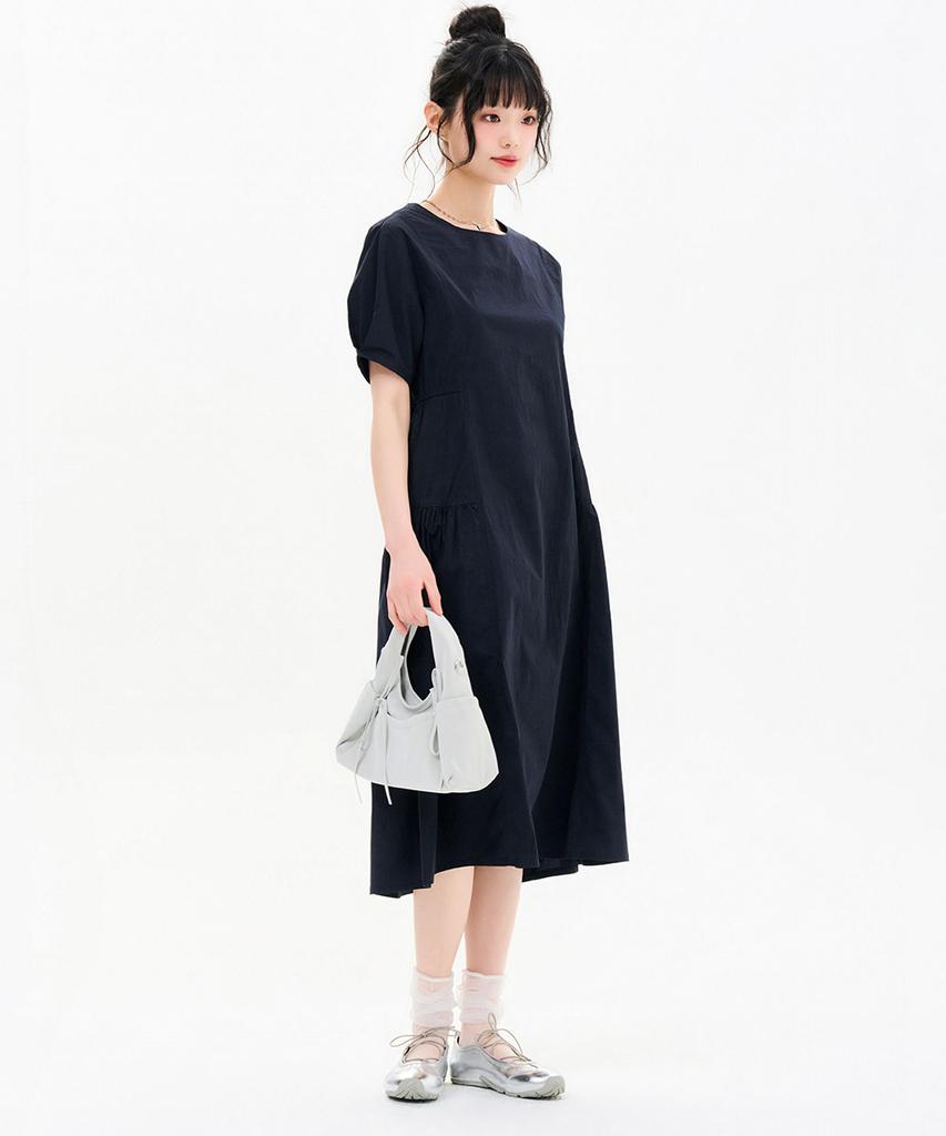 Chase Cult Women'S Crew Neck Shirred Short Sleeve Dress-Fbrg6173C04